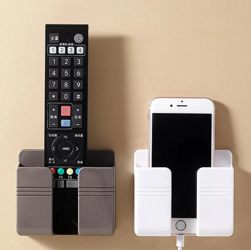 Lazy Wall Mounted Organizer Box Punch Free TV Remote Control Storage Mounted Phone Plug Wall Holder Charging Multifunction