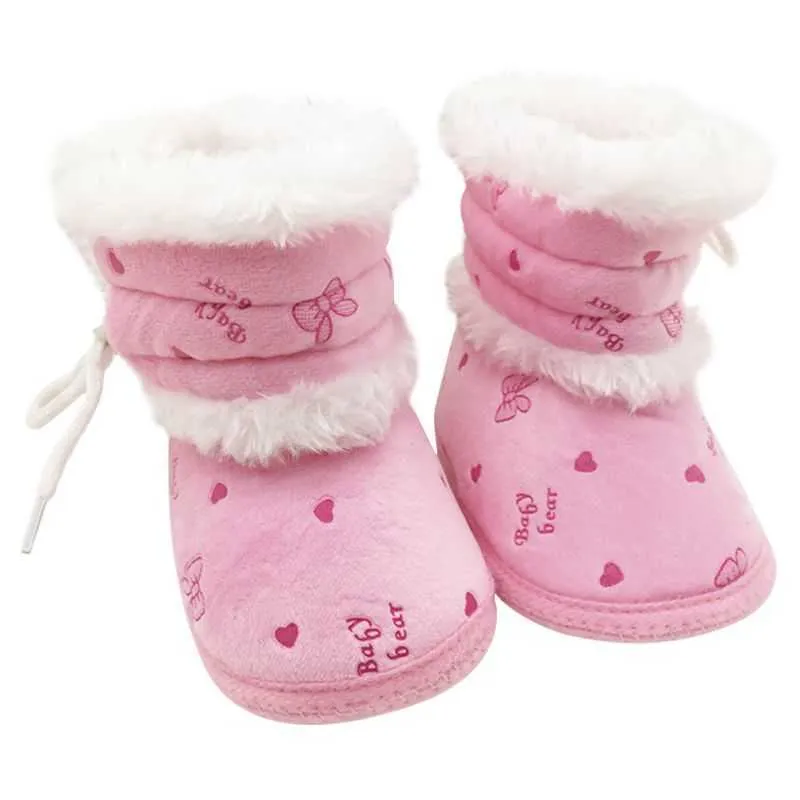 Baby 0-18 Months Girls Winter Snow Super Warm Boots Infant Solid Lace Up Lovely Comfortable Shoes New G1023