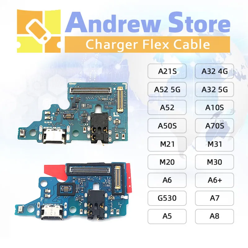 Porta de carregamento usb cabos flexíveis para samsung galaxy a10s a21s a20s a30s a50s a70s m01 m02 m10 m20 m30 m31 m51 m21 a6 a6 + placa de porta de carregador de conector dock