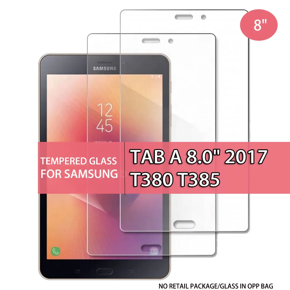 Protecteur d'écran en verre trempé pour tablette, pour Samsung Galaxy (TAB A 8.0 2017) T380 T385, verre de 8 pouces dans un sac OPP