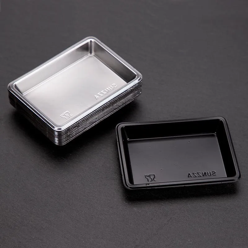 Disposable Sushi Soy Sauce Dish Rectangle Salad Salt Seasoning Plate Restaurant Takeout Condiment Tray Wholesale DH8575