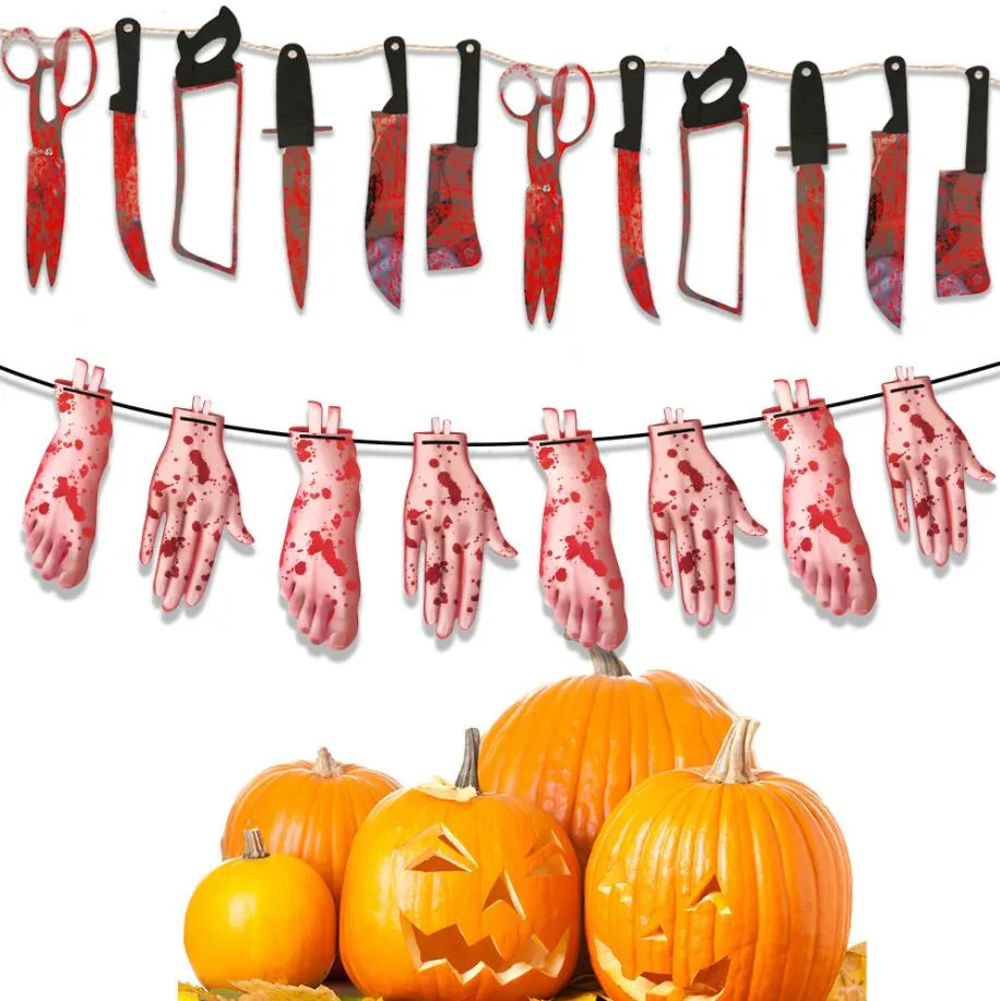 Halloween Horror Letter Banner Casa stregata Stanza segreta Ornamento appeso sanguinante Prop Happy Halloween Festival Decorazioni spaventose