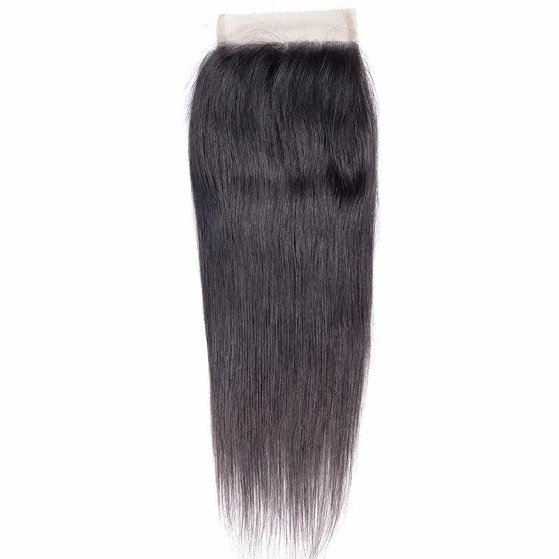 Capelli umani vergini brasiliani non trattati al 100% 4'X4 'Chiusura superiore in pizzo Peruviano malese indiano serico chiusure dritte 8-14 pollici Donna