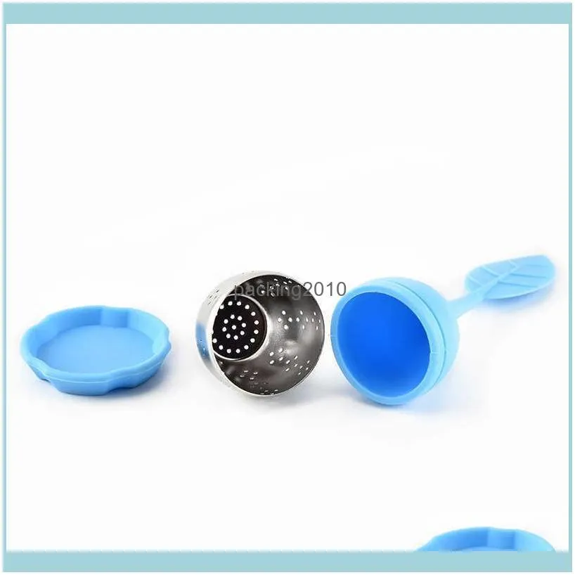 Silicone Tea Infuser Leaf Make Tea Bag Filter Strainer With Drop Tray Stainless Steel Tea Strainers Tea-things Kitchen Tools Home Use Cute Colorful