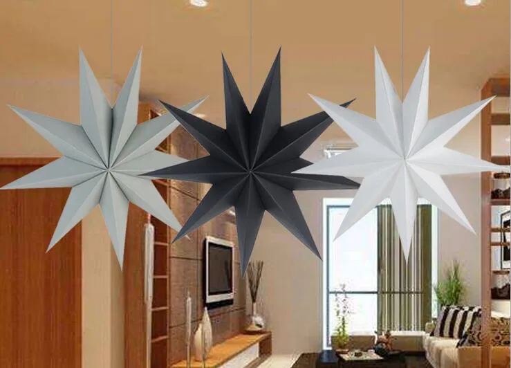 30cm ,45 cm 60 cm Nine Angles Paper Star Home Decoration Tissue Paper Star Lantern Hanging Stars For Christmas Party Decoration.