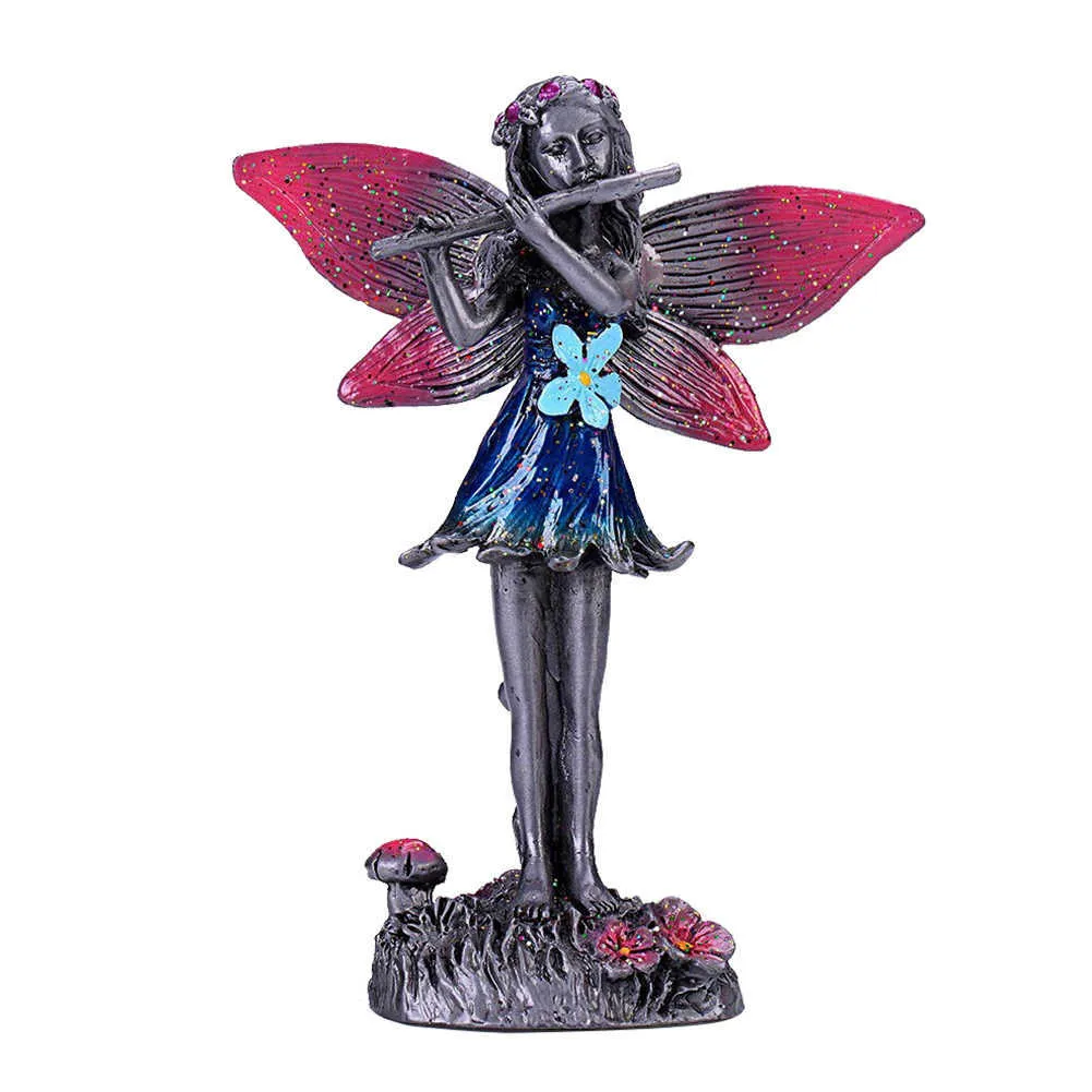 Metalen bloem fairy sculptuur kunst standbeelden galvaniseren legering standbeeld woonkamer beeldje tuin ornament home decor