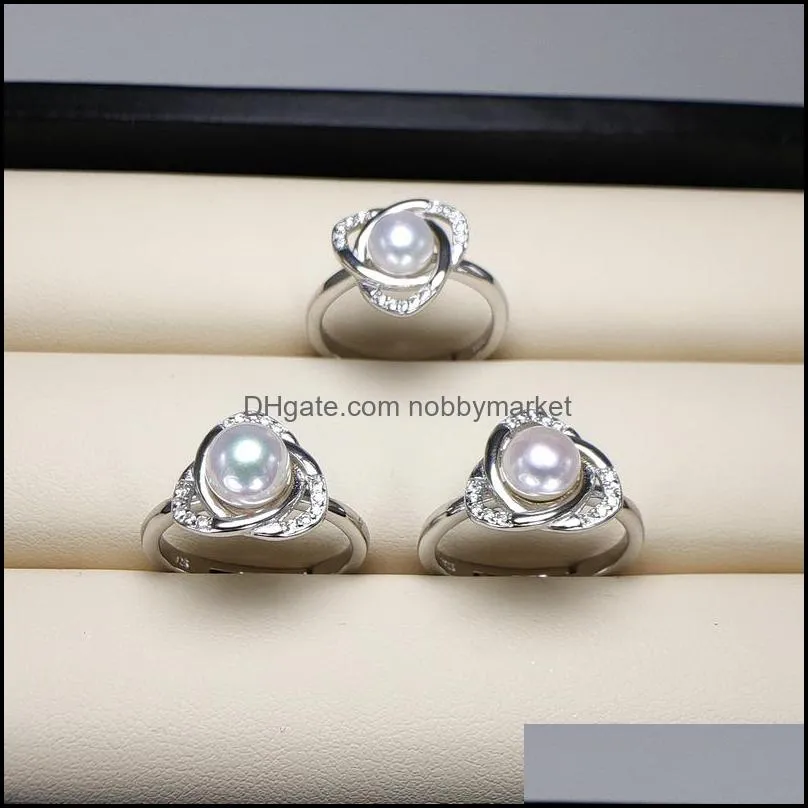 2019 Pearl Ring 925 Sliver Rings Settings DIY Pearl Ring for Women Girl DIY Rings Adjustable Size Jewelry Settings Statement Fashion