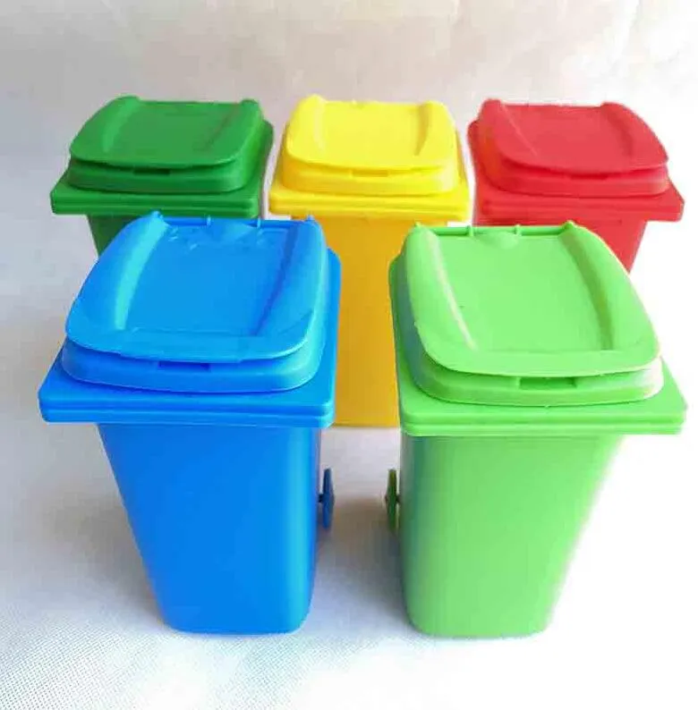 Stor munleksaker Mini Trash Pencilhållare Återvinning Kan Case Table Pen Plast Storage Bucket Stationery Sundries Organizer Tools 5 Färg Välj