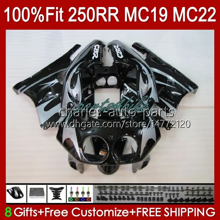 Fairings Injection Mold For HONDA CBR 250CC MC19 88-89 CBR 250RR 250 RR CC 250R 1988-1989 112HC.85 CBR250RR 88 89 CBR250 RR CC 1988 1989 OEM Full Bodys Kit silvery flames