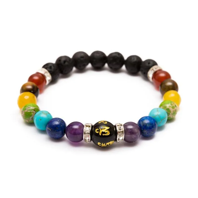 Kralen Strengen 7 Chakra Armband Met Betekenis Cardfor Mannen Vrouwen Natuurlijke Kristal Genezing Angst Sieraden Mandala Yoga Meditatie3470