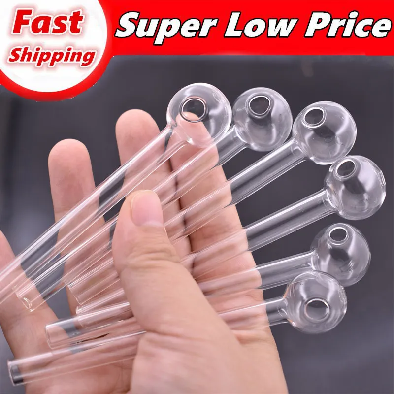 Ultra-cheap 4Inch(10cm) Clear Pyrex Glass Oil burner pipe transparent Glass Tube Oil Burning Pipe smoking water pipes for dab rig bong