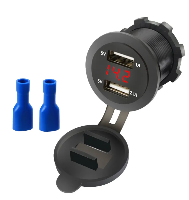 YC A16 Wasserdichtes Auto Motorrad Zigarettenanzünder Dual USB Ladegerät  12V 24V LED Digitalvoltmeter Sockelmontage Ladegeräte Netzteil Von 3,71 €