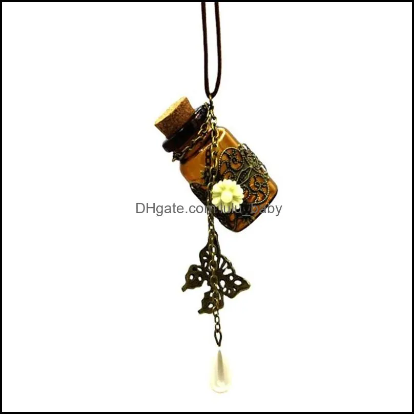 Glass bottle Aromatherapy Essential Oil Diffuser Necklace Locket Pendant Jewelry with 24