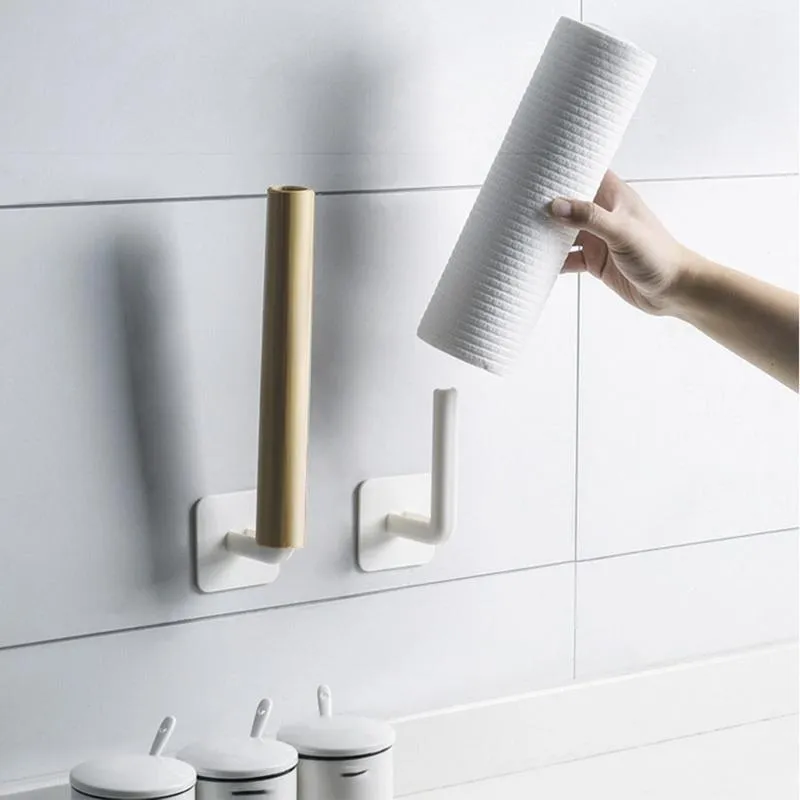 Ganci Rails Gancio da parete multiuso Carta autoadesiva Rotolo di carta Coperchio del vaso Organizzatore per cucina Bagno Camera da letto Casa Toilet Rack Organi