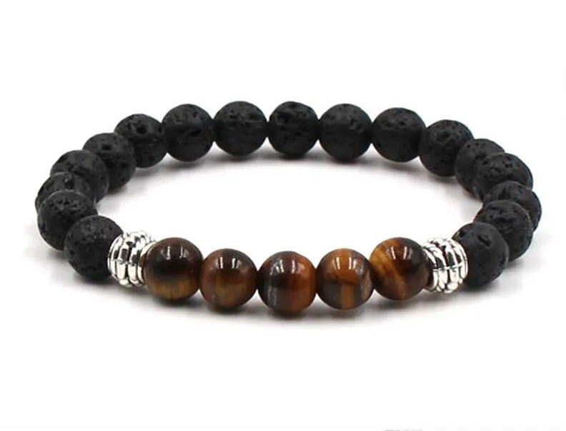 Nieuwe yoga lava rock armbanden turquoise verwering agaat vergulde armbanden voor vrouwen mannen cadeau