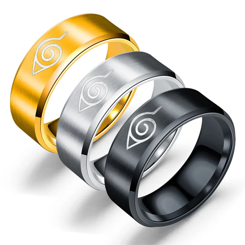 Japanse Koreaanse stijl animatie perifere naruto ring roestvrijstalen sieraden titanium heren