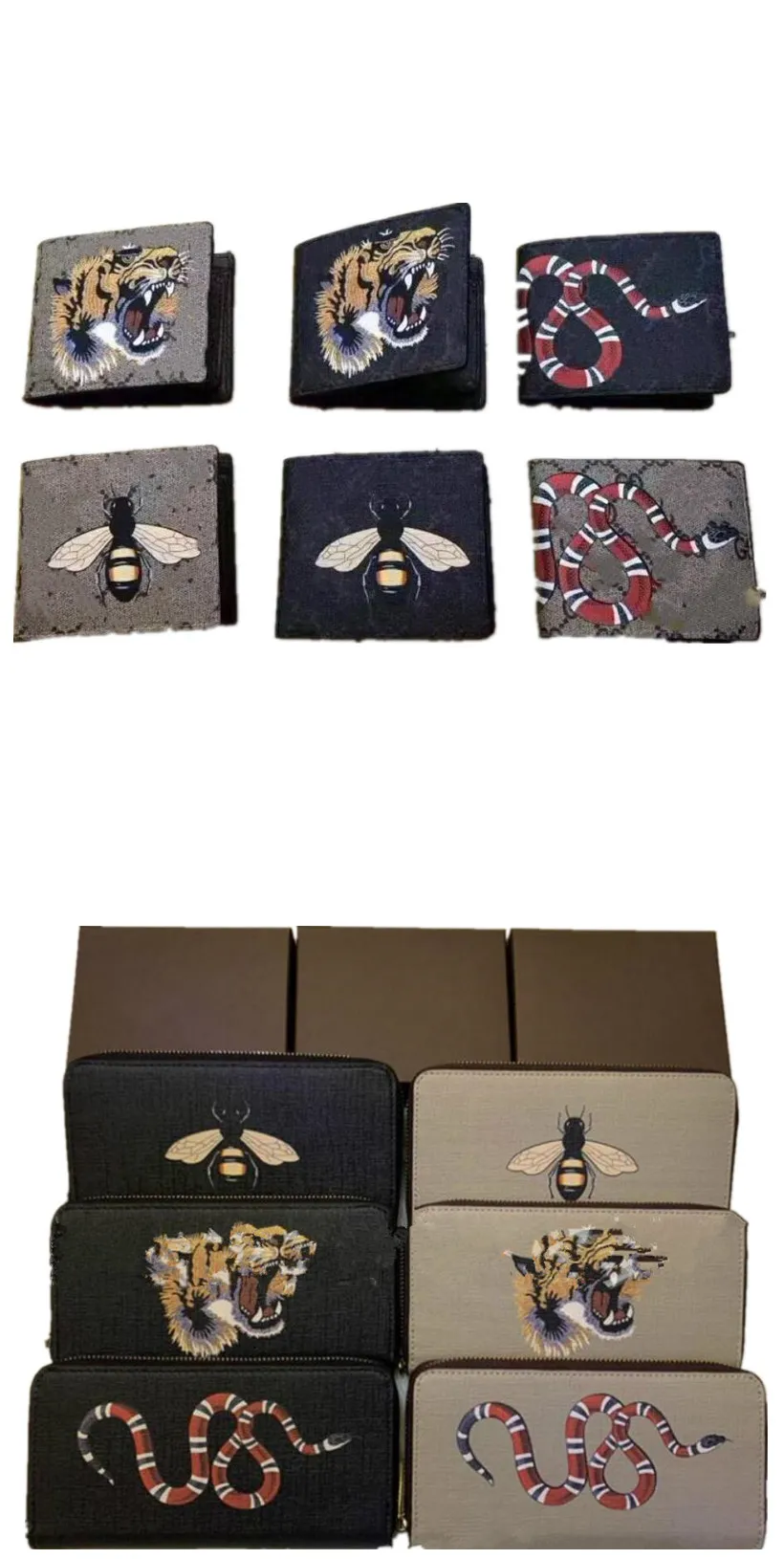 Letter Animal Men's Short Wallets Classic Large-capacity Multi-card Male Card Holders Luxury Zipper Wallet Brand Designer Women Clutch Bags Female Long Coin Purses