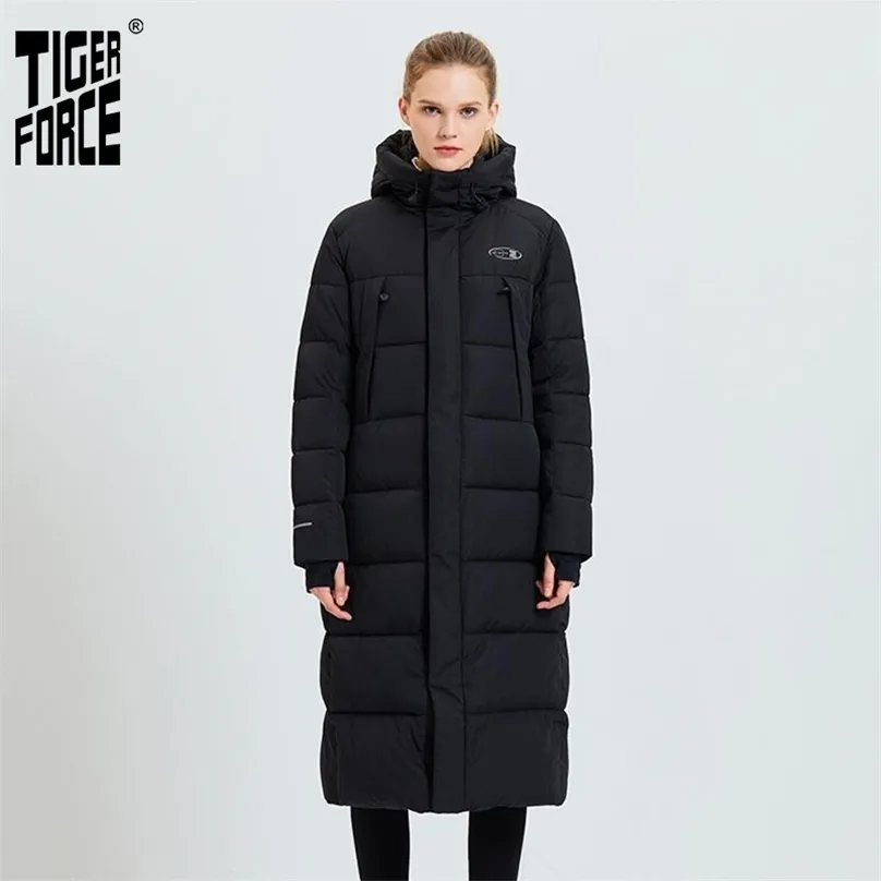 Tiger Force Mulheres Casaco de Inverno Mulher Longa Casaco Feminino Fashion Parkas Casuais Com Capuz Overcoat 211013