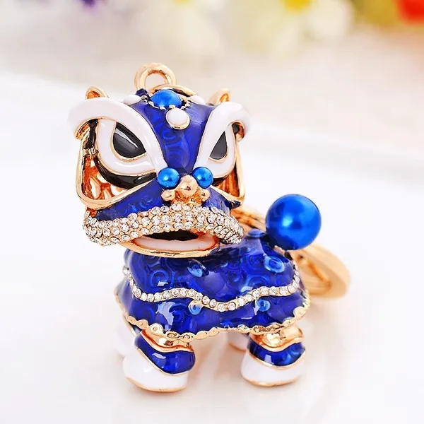 Porte-clés de danse de style chinois Touches de clés de mascotte ancienne Art et artisanat Cristal Animal KeyRing Bague d'émail