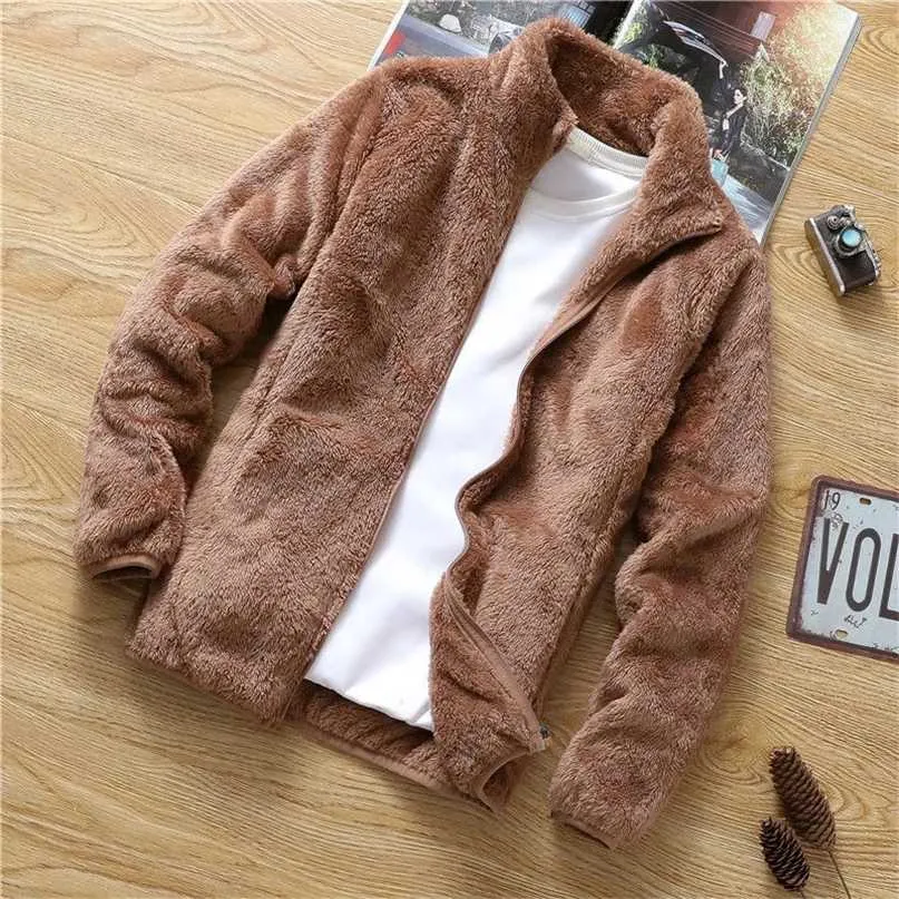 Coral Fleece Warm Men's Coat Trend Shopping Winter Jackets version Slim Men's Casual Fleece Jacket Male Clothes 4XL 211025