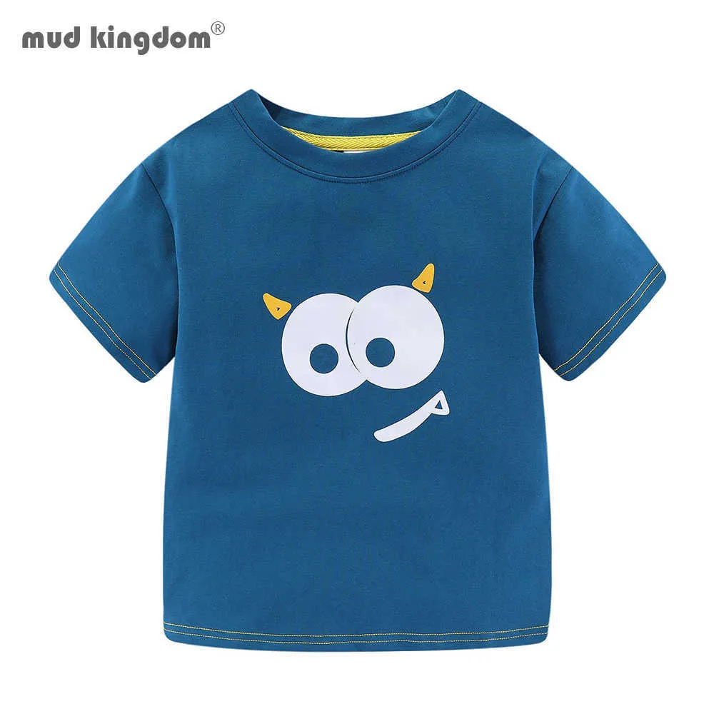 Mudkingdom Boys Tops Clothing Summer T-Shirt Cartoon Cute Funny Graphic T Shirts Kids Clothes 210615