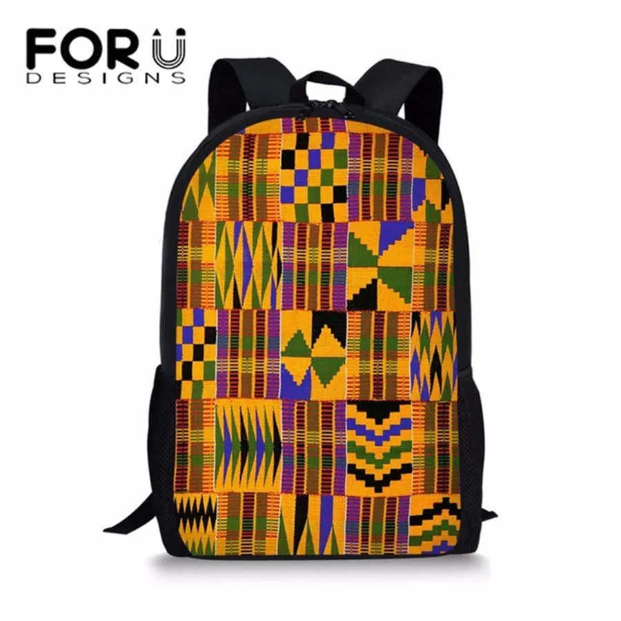 Forudesigns skolväskor för barn African Tradtional Printing Primary School Bag Barn Shoulder Bagpack Girls Satchel X0529