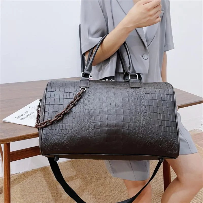 Bolsas Duffel Femininas Travel Alligator PU Duffle Designer de Luxo Bolsa de Noite de Grande Capacidade Mala Casual Mala Bagagem Bolsa de Mão