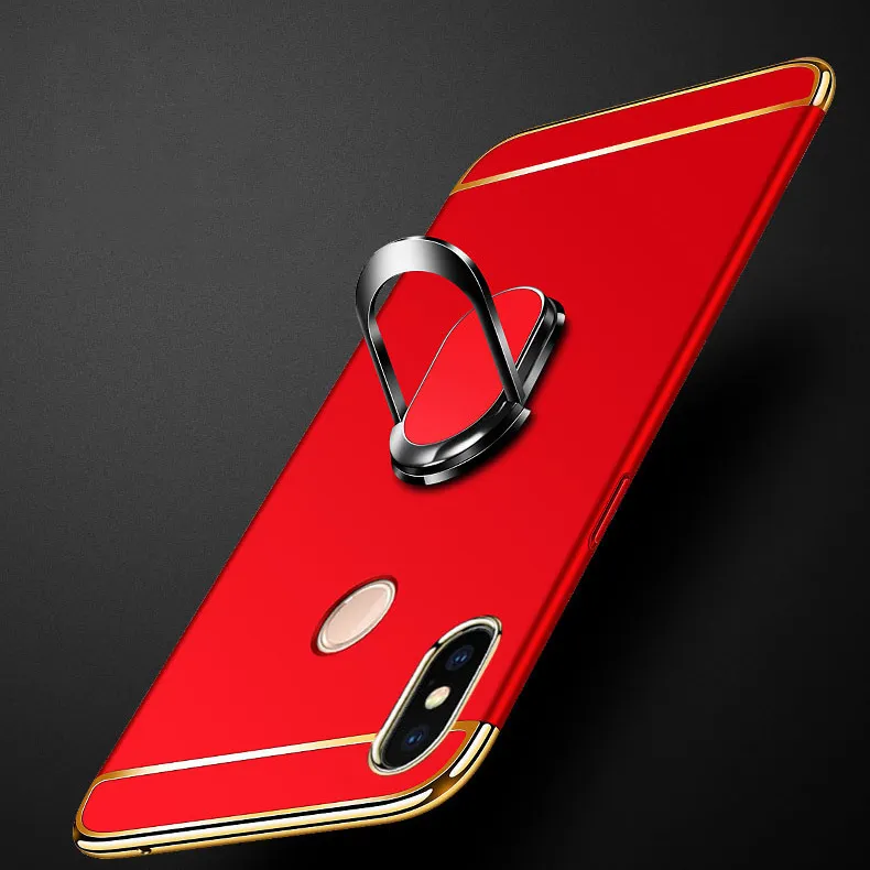 Xiaomi Redmiのケース注5 6 7 8ハードスタンドカバー3 In 1 In 1 In Metal Finger Ring Holder Car Magnetic for Xiomi Redmi Note 8 Pro