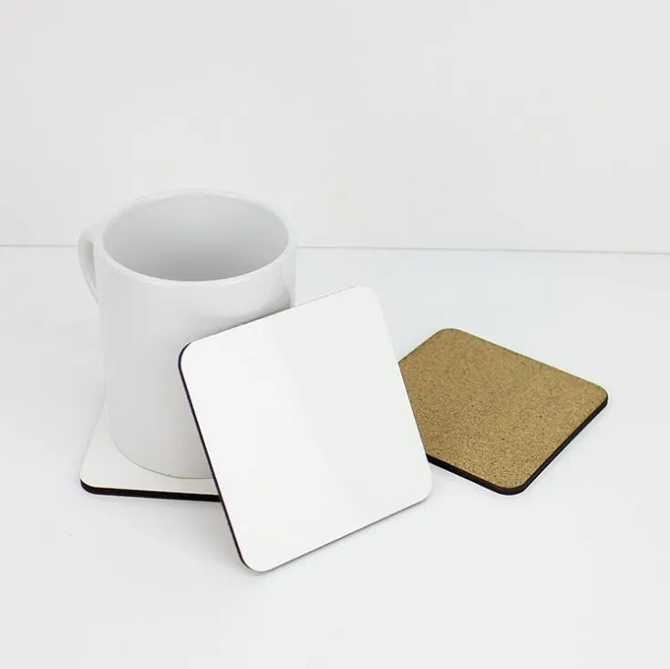 50PCs Mats 95 * 95mm Sublimation Coaster 4mm Tjock MDF Trä DIY Presentkål Mat Skräddarsydd Skrivbord Dekoration Koppar Pad för Kaffe Kopp Vattenflaska