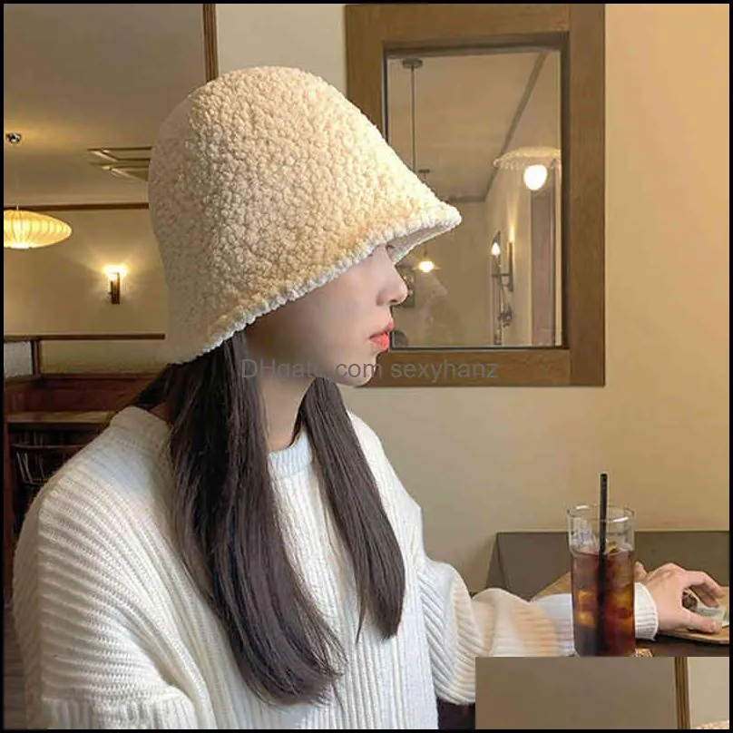 Hats Designer Temperament Imitation Cashmere Feminine Temperament Thin Plush Basin Warm in Winter