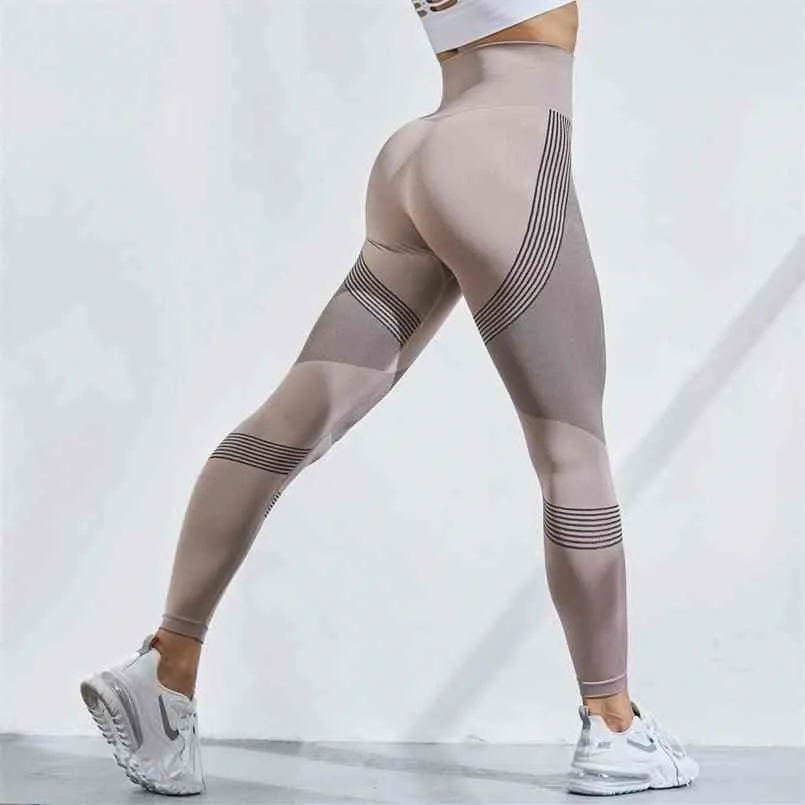 CHRLEISURE Leggings a vita alta Donna Bubble Butt Allenamento Palestra Sport Pantaloni fitness elasticizzati 210925