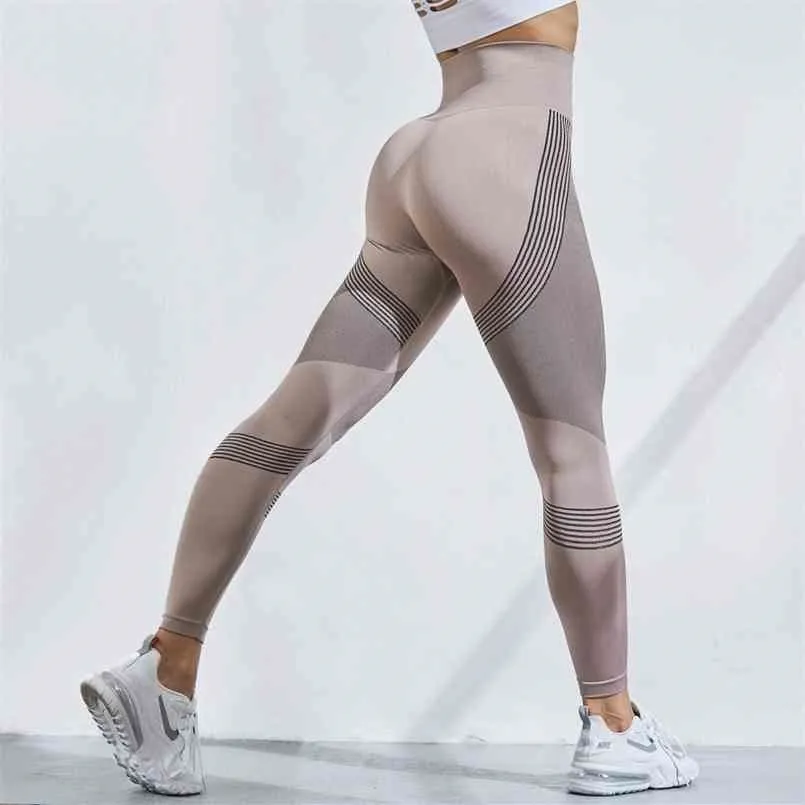 CHRLEISURE Yüksek Bel Tayt Kadın Kabarcık Butt Egzersiz Spor Spor Streç Spor Pantolon 210925