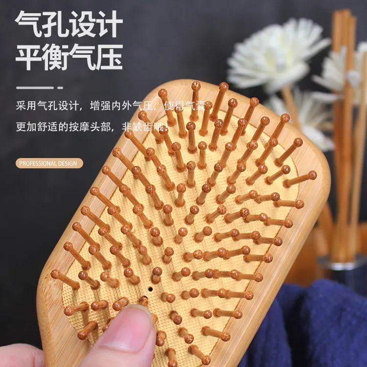 Wood Hair Comb Bamboo Airbag Massage Comb Carbonized Solid Wood Bamboo Cushion Anti-static Hair Brush Comb