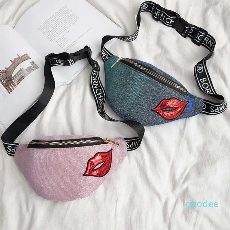 Designer-Taille Tassen Kleurrijke Bright Star Holographic Pockets Dames Lip Dames Riem Tas Borst Mobiele Telefoon