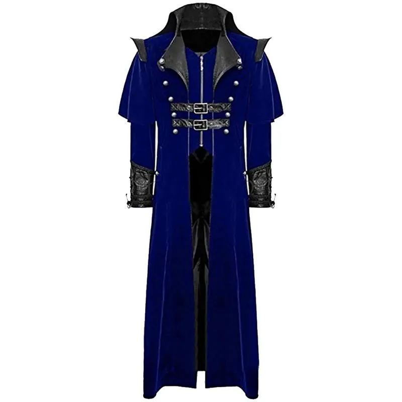 ZNZHKR Men's PU hooded Leather Steampunk Jacket Medieval Gothic Victorian Vampire Coat Tailcoat Gear Design Adjustable (Black, S ZNZHKR Men's PU hooded Leather Steampunk Jacket Medieval Gothic Victorian Vampire Coat Tailcoat Gear Design Adjustable (Black, S