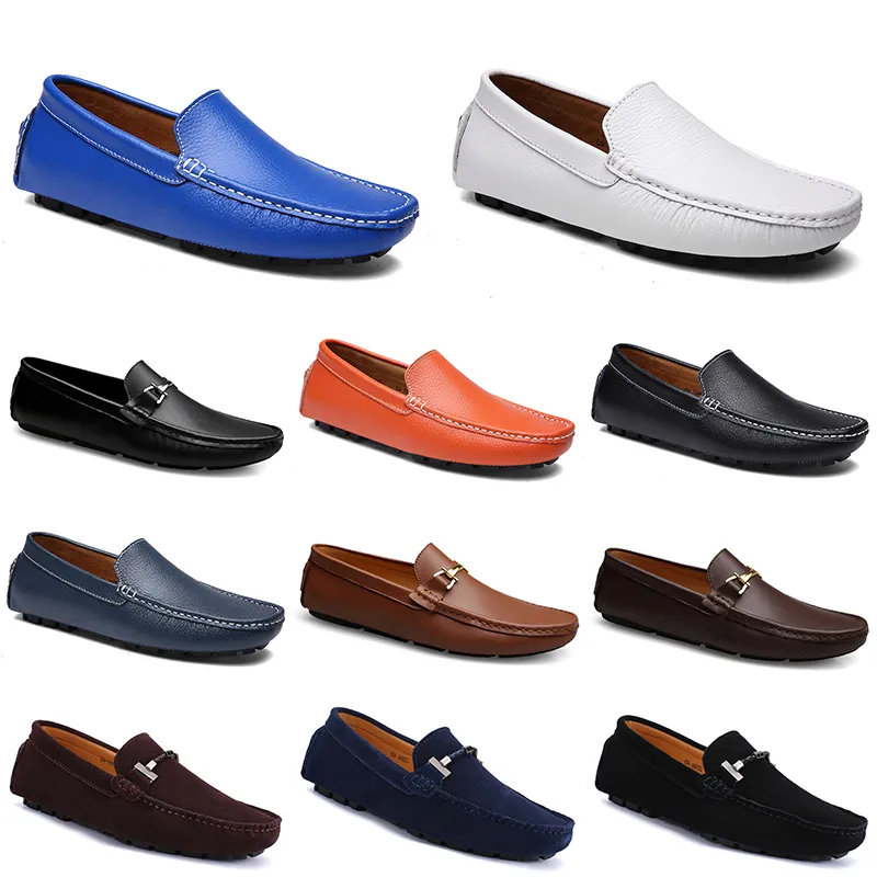 Doudou en cuir hommes chaussures de conduite décontractées semelle souple respirante lumières Tan noirs marines blancs bleus argent jaunes gris chaussures all-match paresseux transfrontalier GAI