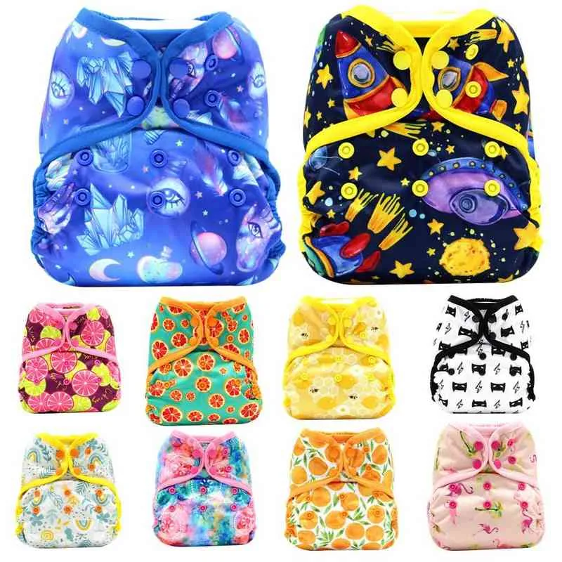 Asenappy One Size Cloth Diaper Cover Snap with Double Gusset 