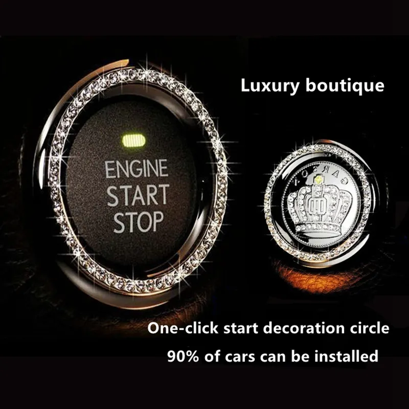 Auto Supplies One-Click Start Button Decoratie Ring Handgemaakte Diamond Crystal Ontsteking Stickers Auto's Accessoires