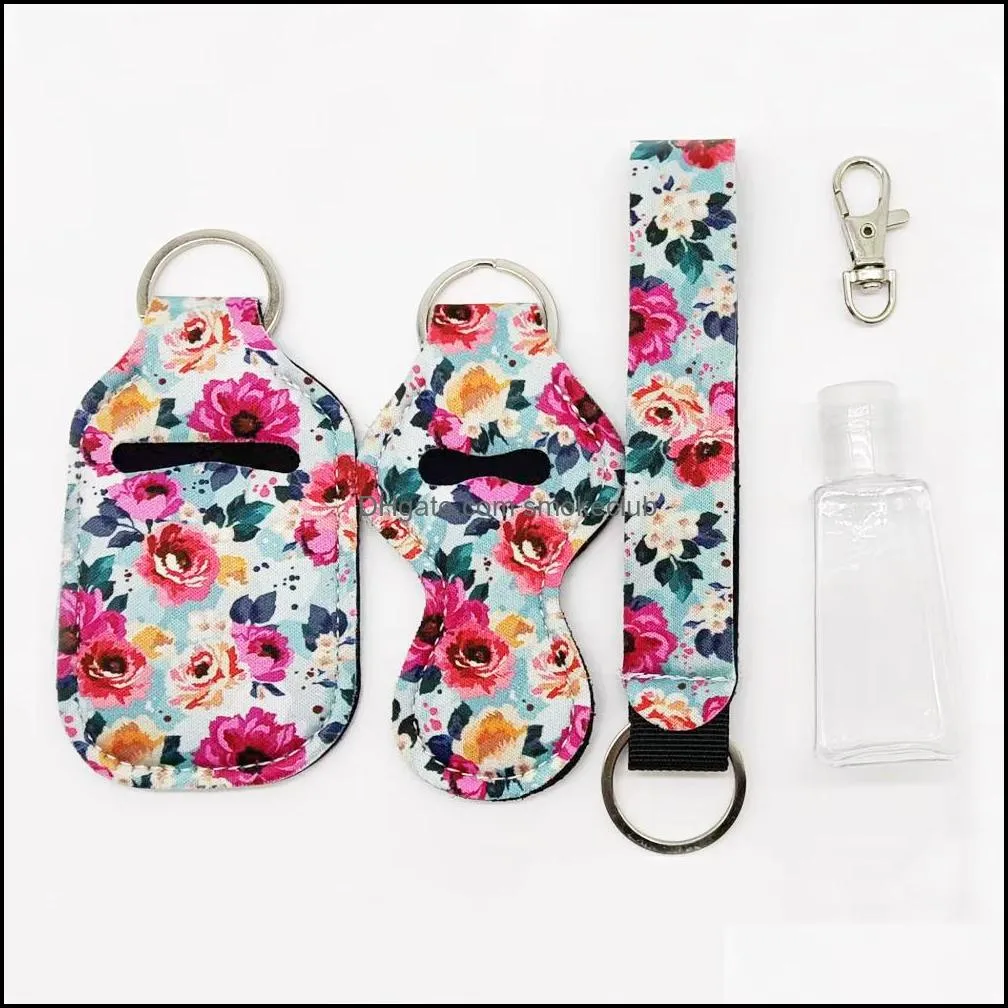 Hand Sanitizer and Chapstick Holder Keychains for Party Favor, Including 30ml Bottle, Wristlet Lanyard, Clip 83 Colors