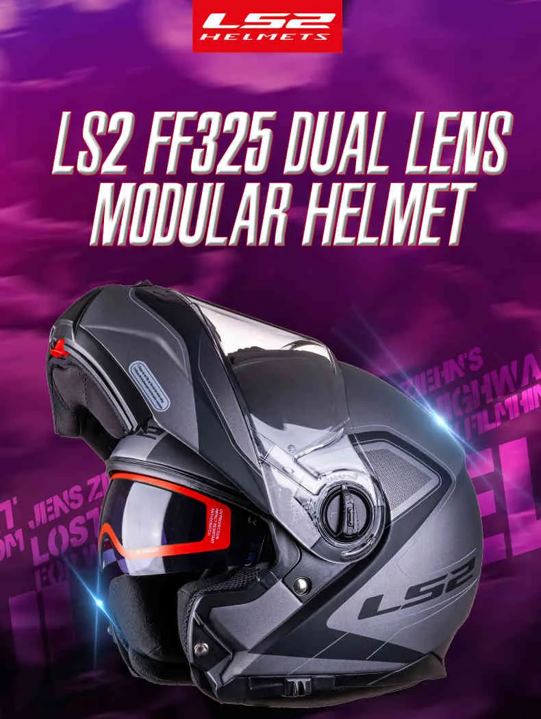 LS2 FF325 Flip Up Motocicleta Dual Shield Hombre Mujer Modular