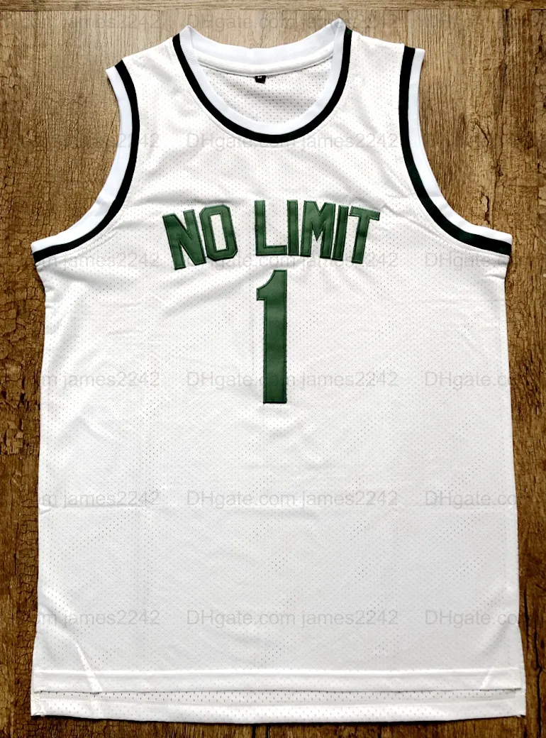 Real Pictures Maglia da basket bianca da uomo Master P # 1 No Limit retrò cucita S-2XL