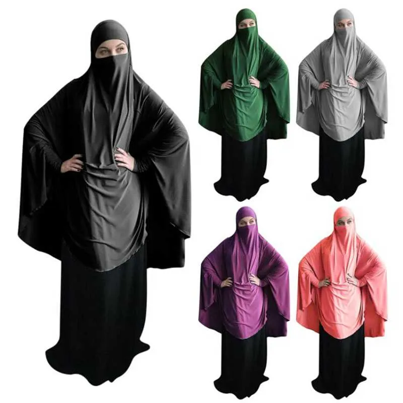 Ethnic Clothing Muslim Long Khimar Ramadan Formal Prayer Garment Hijab Women Niqab Burka Islamic Arab Namaz Musulman Eid Jilbab Dj209z