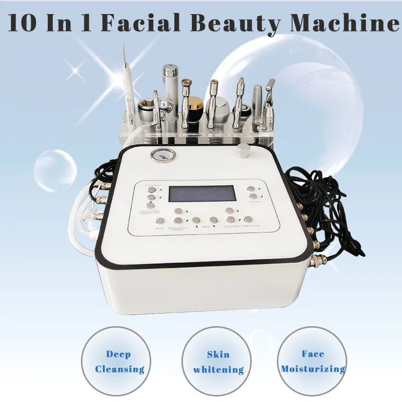 Deep Cleaning Facial Beauty Machine Microdermabrasion Blackheads Removal Portable Instrument 10 In 1 Oxygen Gun Skin Moisturizing