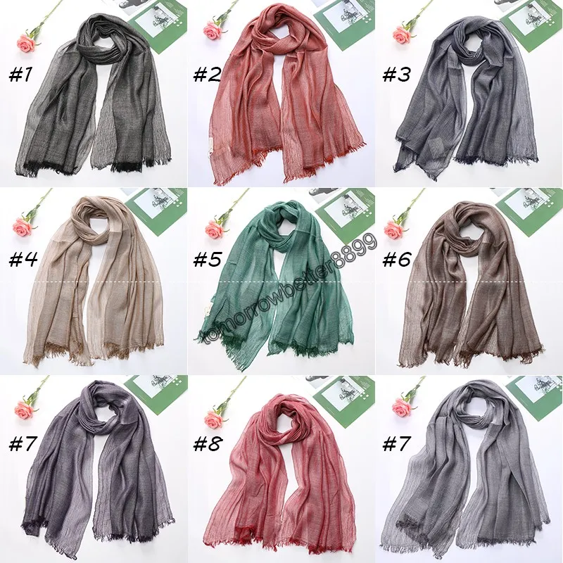 Spagna Sciarpa in cotone stile unisex Scialli in lino da donna Tinta unita Sciarpe lunghe da donna Scialle Sciarpa da uomo Bandana Fascia per capelli