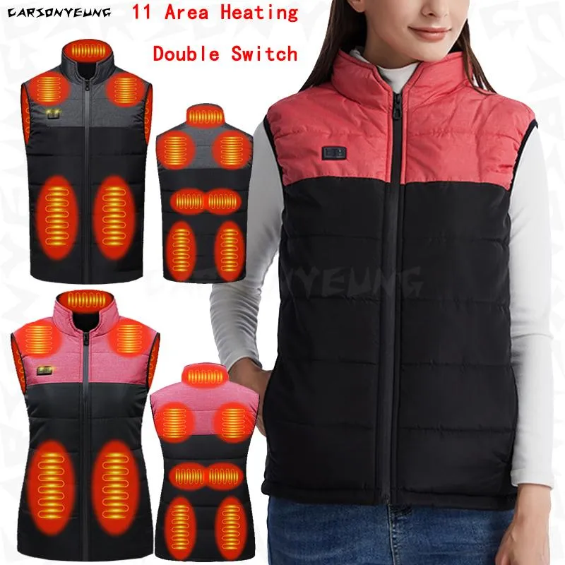 Gilets pour hommes 11 zones de gilet chauffantes vestes électriques hommes femmes vêtements de sport manteau en fibre de carbone chaleur veste chauffante USB