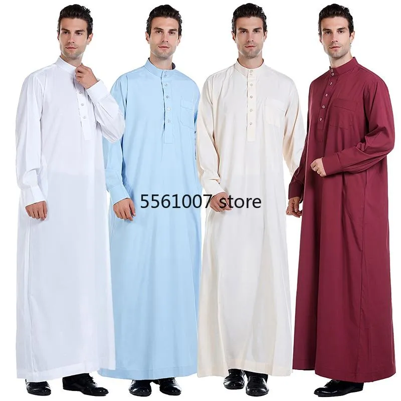 Vêtements ethniques Abaya Robe Musulmane Pakistan Islamique Hommes Arabe Robe Arabie Saoudite Jubba Thobe Kleding Mannen Kaftan Oman Qamis Homme