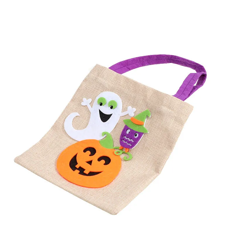 21*23cm Halloween Wrap Bag Linen Pumpkin Witch Ghost Portable Bags Kids Festival Party Gift Packing 3 8cl Q2