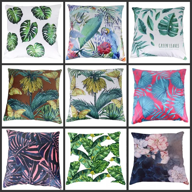 Rainforest Bladeren Afrika Tropische Planten Hibiscus Bloem Throw Linnen Kussensloop Stoel Sofa Kussen Cover Gratis Verzending 157 Y2