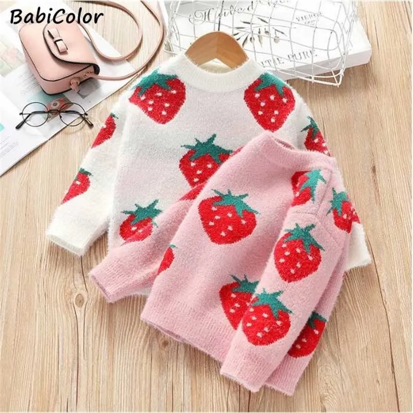 Meisjes trui winter herfst kinderkleding baby meisje knitwear trui gebreide kinderen cartoon print warme S 211201