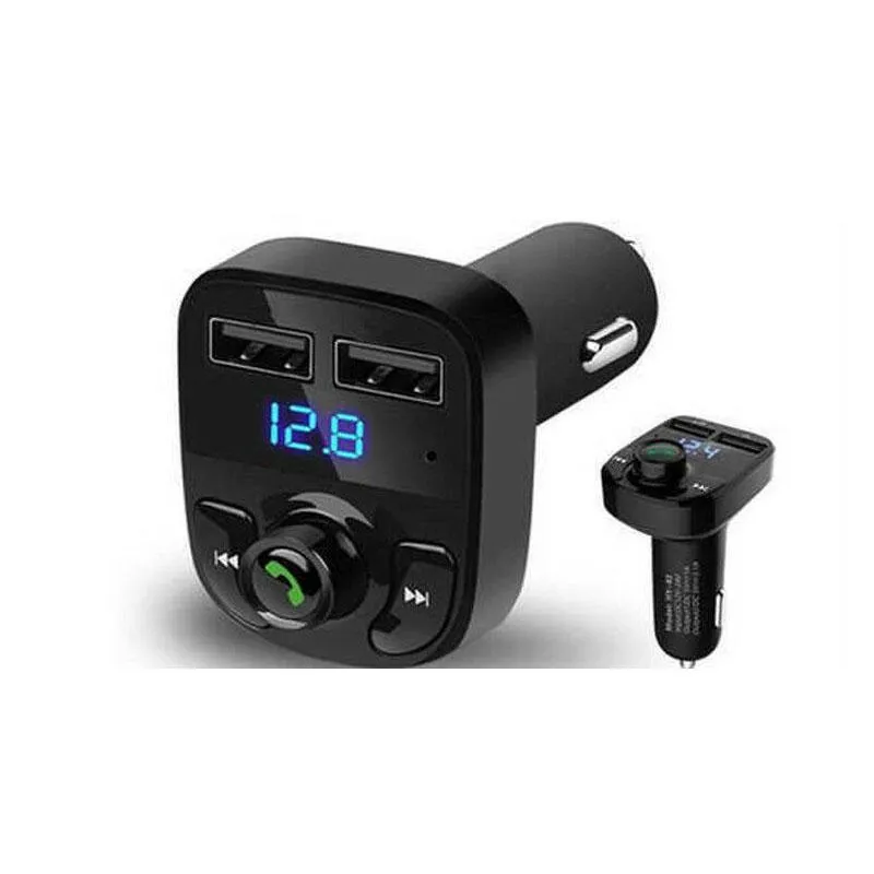 Avec accessoires de chargeur de voiture double USB à charge rapide 3,1 A, transmetteur FM X8 modulateur auxiliaire kit mains libres Bluetooth lecteur audio MP3